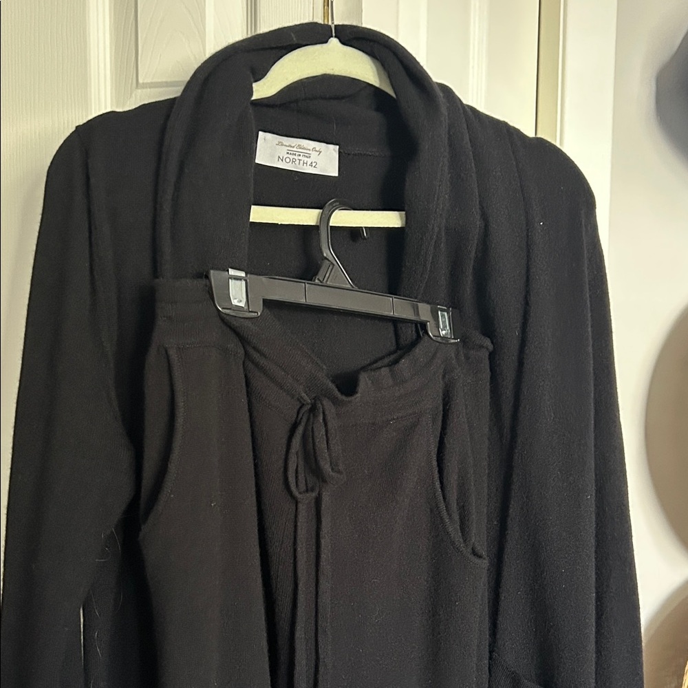 Designer cashmere pant and  Hooded Cardigan. So comfy and perfect condition.